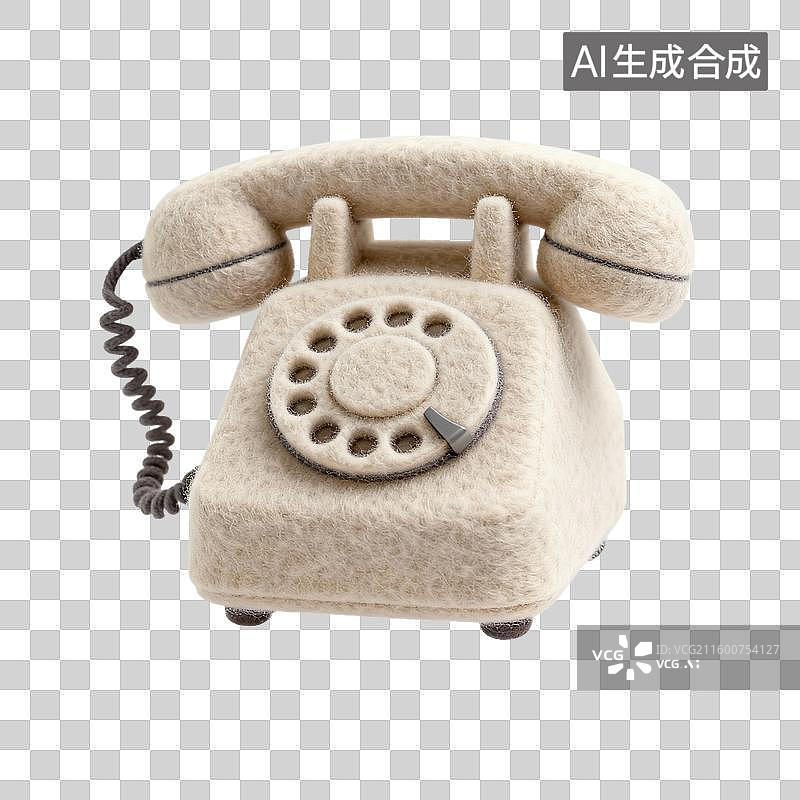 【AI数字艺术】毛绒材质复古旋转拨号电话图片素材