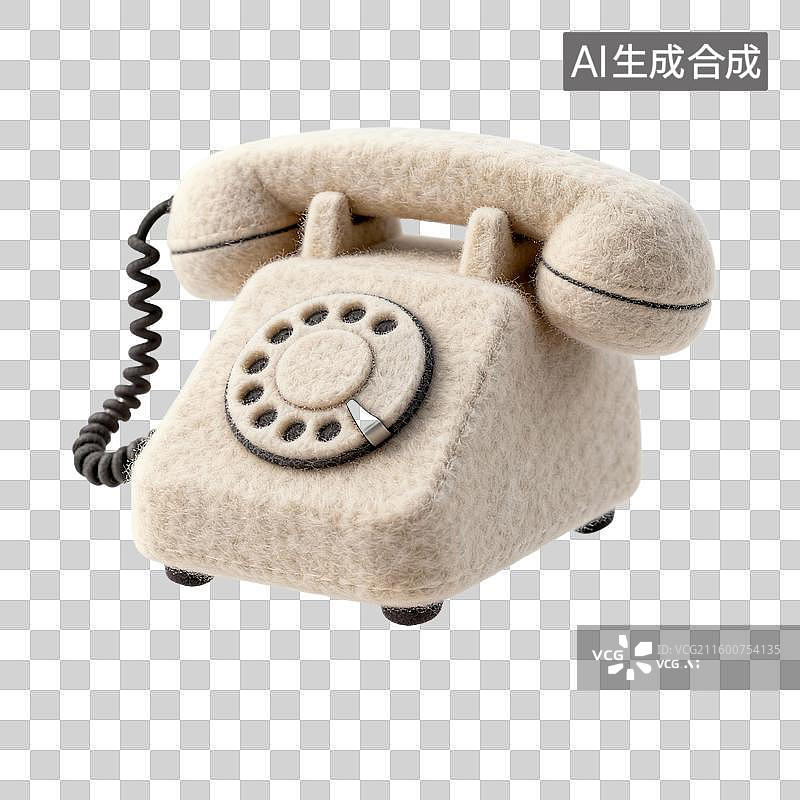 【AI数字艺术】毛绒材质复古旋转拨号电话图片素材