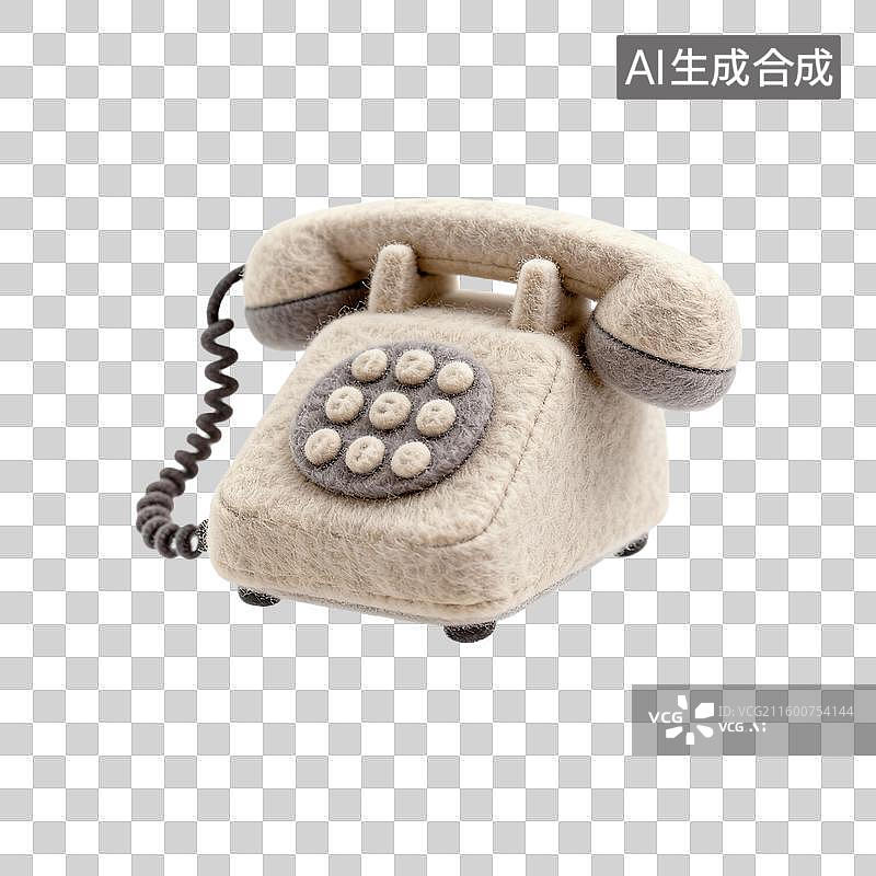 【AI数字艺术】毛绒材质复古旋转拨号电话图片素材