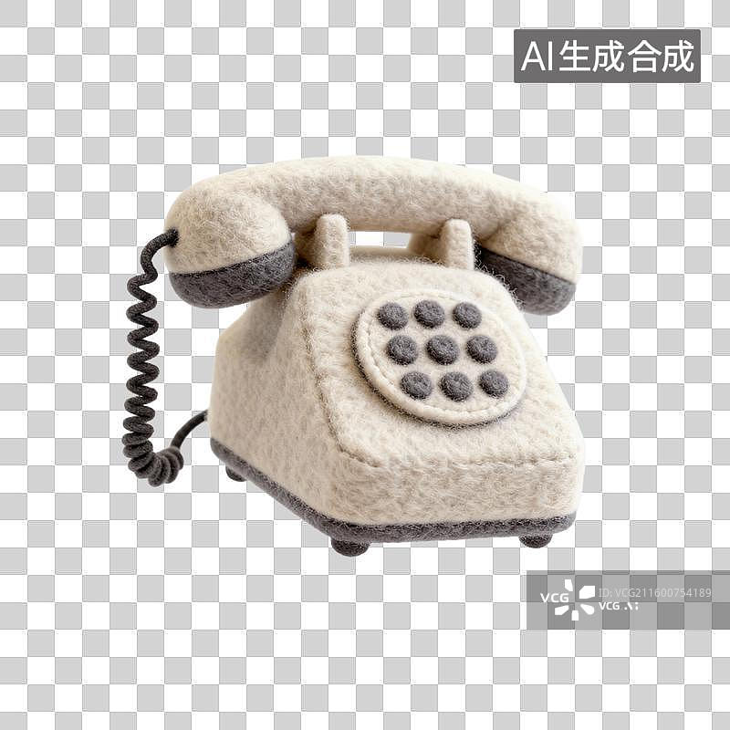 【AI数字艺术】毛绒材质复古旋转拨号电话图片素材