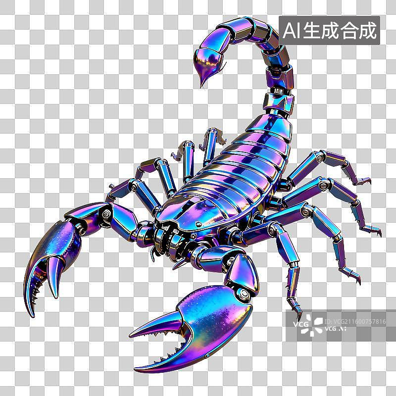 【AI数字艺术】色彩斑斓的金属机械蝎子图片素材