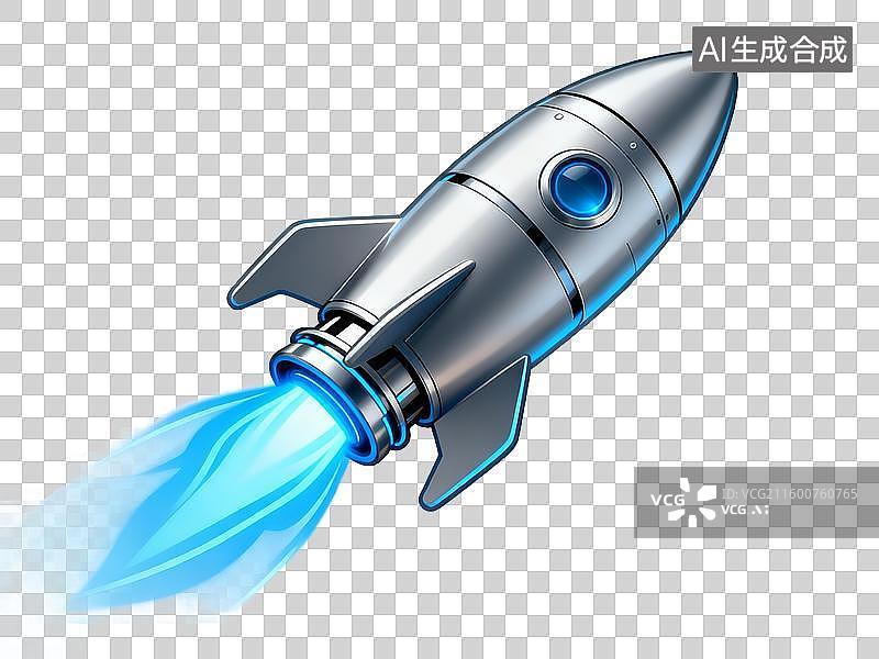 【AI数字艺术】科技火箭飞船 金属蓝光效免扣素材图片素材