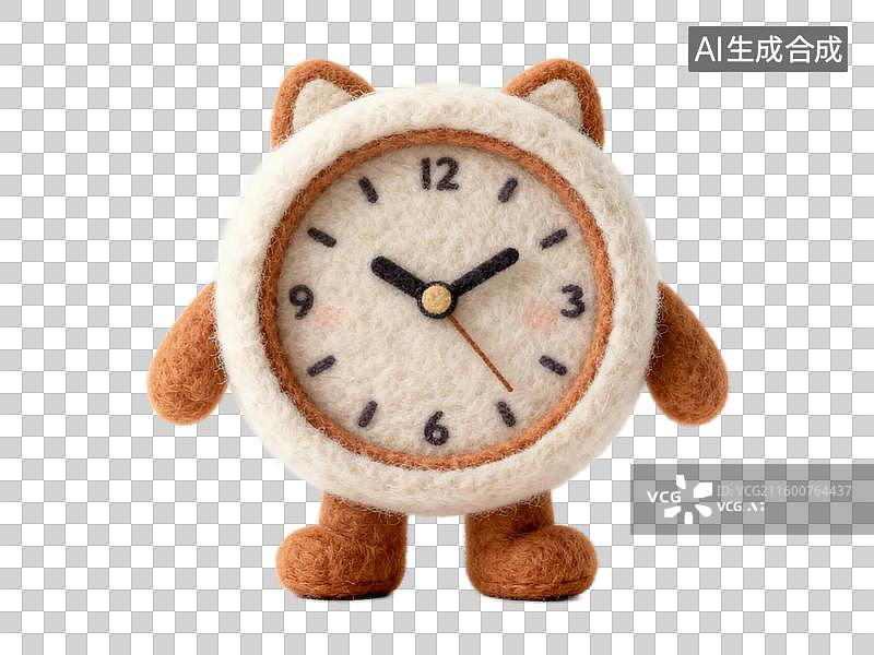 【AI数字艺术】可爱毛绒猫形时钟图片素材