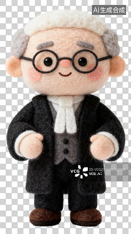 【AI数字艺术】穿着法官服的可爱毛毡玩偶图片素材