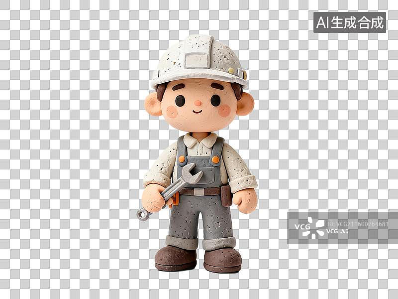 【AI数字艺术】戴着安全帽的可爱卡通工人图片素材