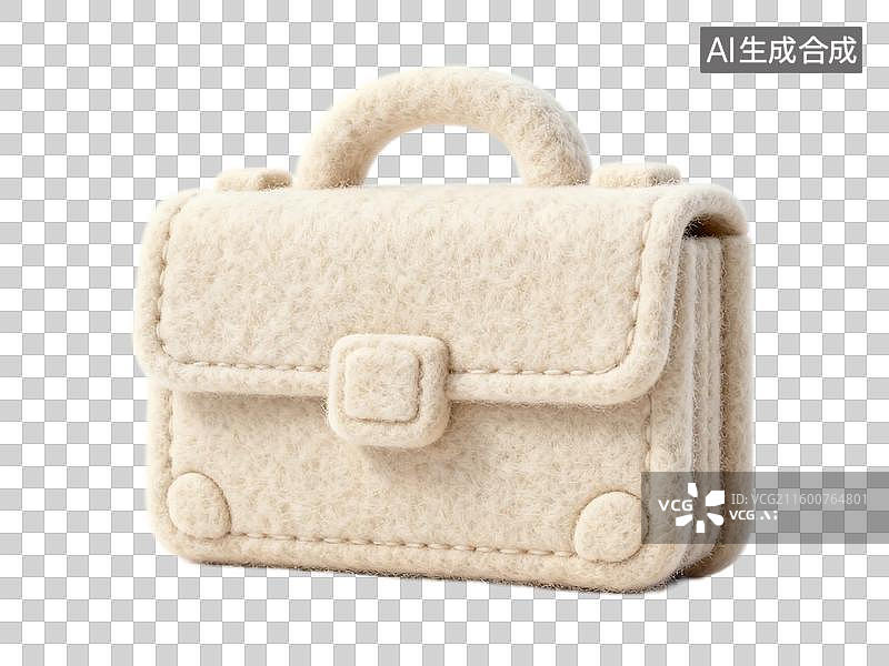 【AI数字艺术】小巧米色毛毡手提包图片素材