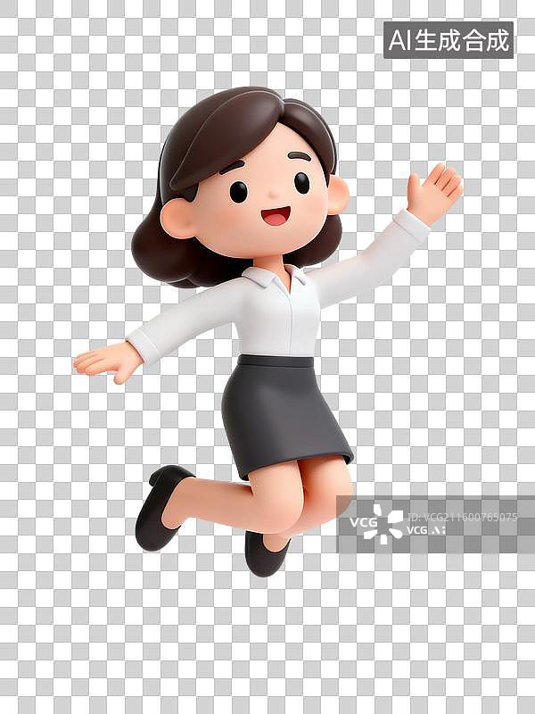 【AI数字艺术】欢快跳跃的商务女性图片素材