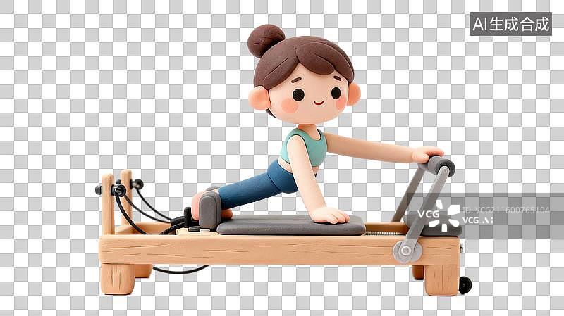 【AI数字艺术】卡通人物做普拉提运动图片素材