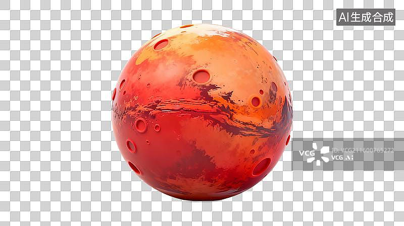 【AI数字艺术】带有陨石坑的红色橙色星球图片素材