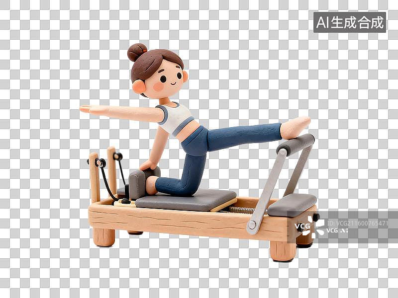 【AI数字艺术】女性普拉提器械锻炼插画图片素材