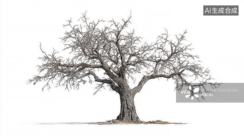 【AI数字艺术】孤立的死树图片素材