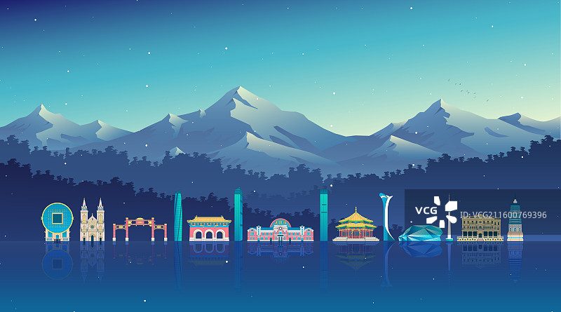 沈阳城市建筑矢量插画图片素材