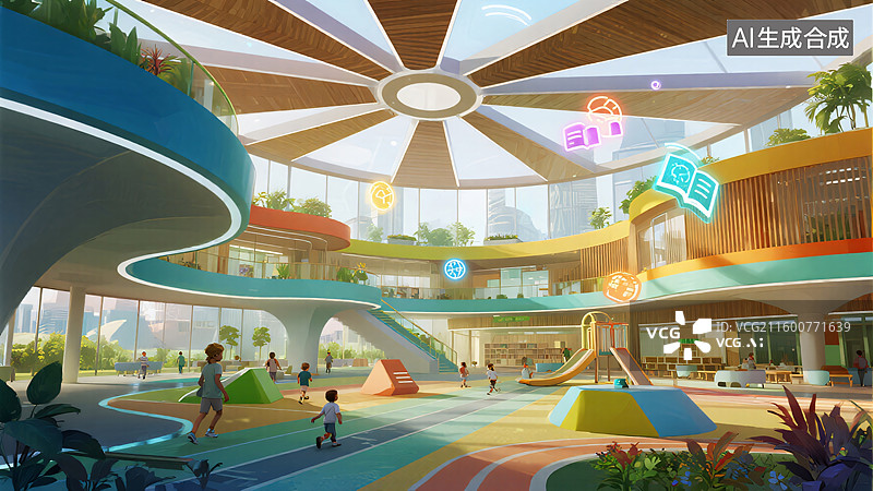 【AI数字艺术】未来学府：知识的乐园图片素材