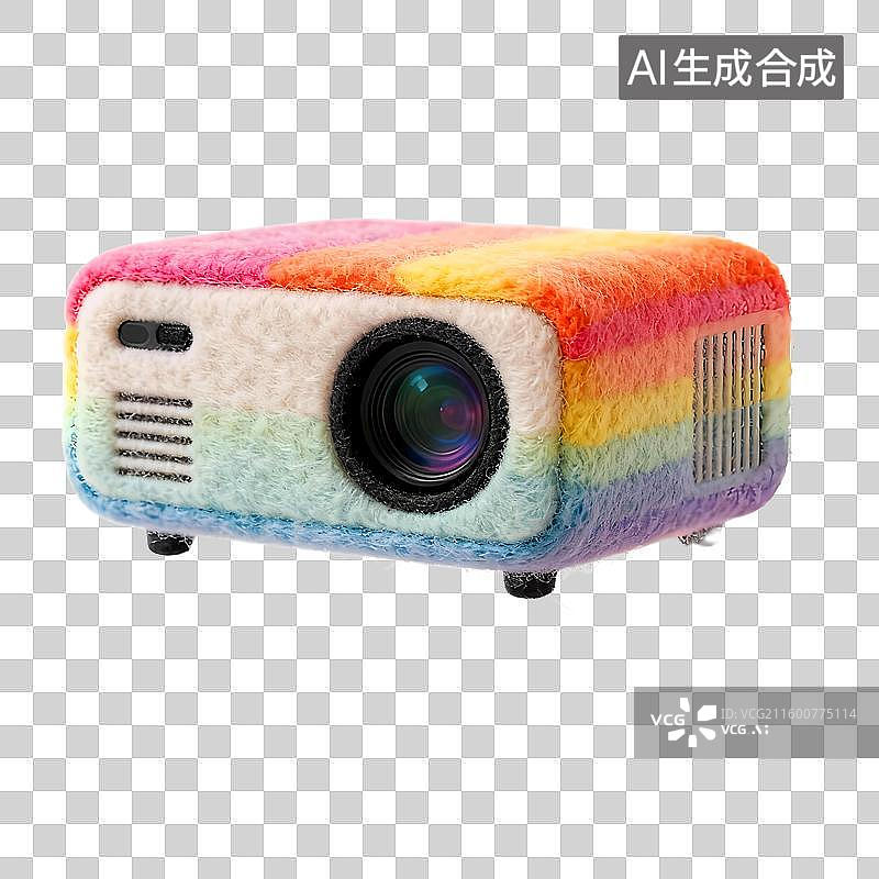 【AI数字艺术】3D毛毡可爱的投影仪，放映机，投射，传媒，幻灯机图标图片素材