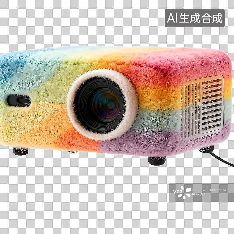 【AI数字艺术】3D毛毡可爱的投影仪，放映机，投射，传媒，幻灯机图标图片素材