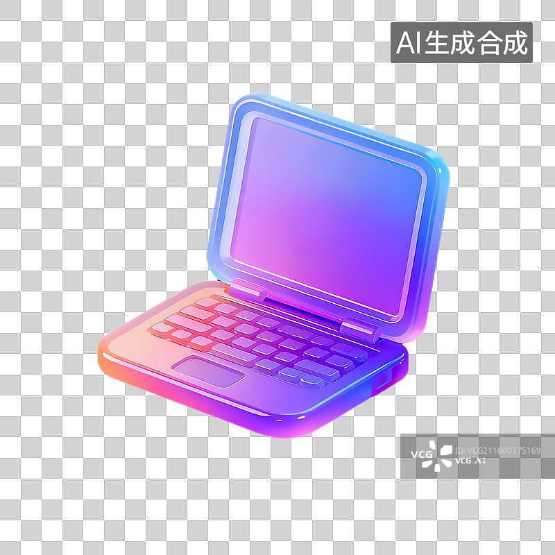 【AI数字艺术】彩色渐变3D渲染笔记本电脑图片素材