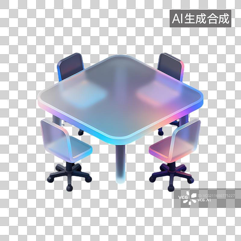 【AI数字艺术】现代方形会议桌及四把椅子图片素材