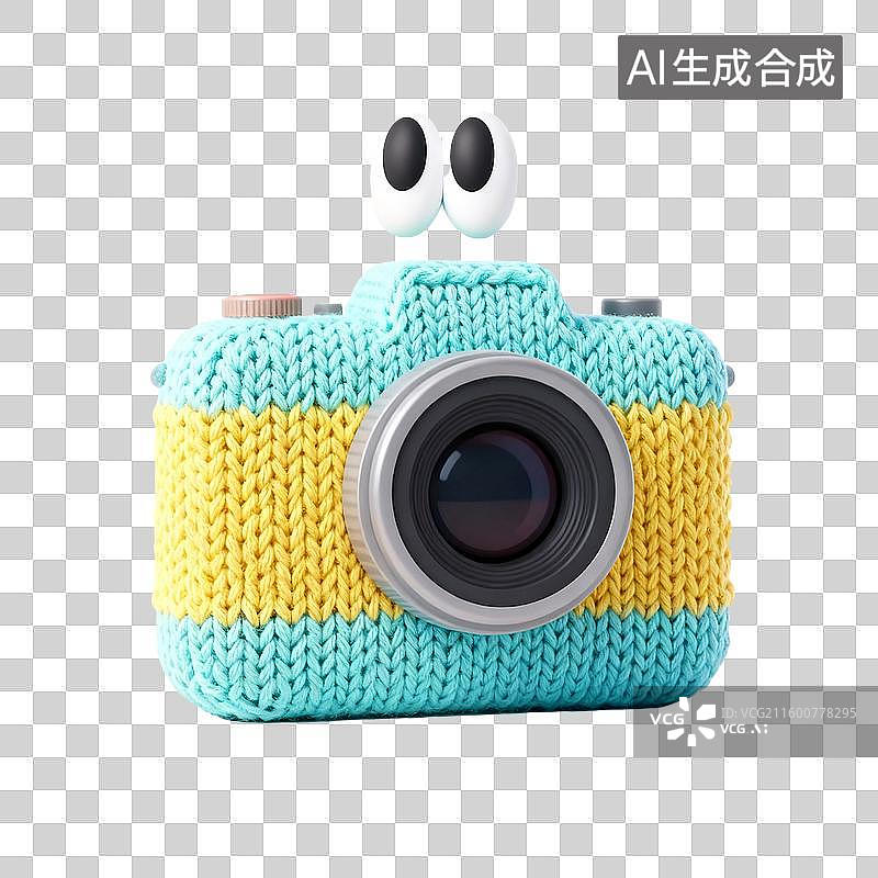 【AI数字艺术】3D卡通毛线针织风相机元素图片素材