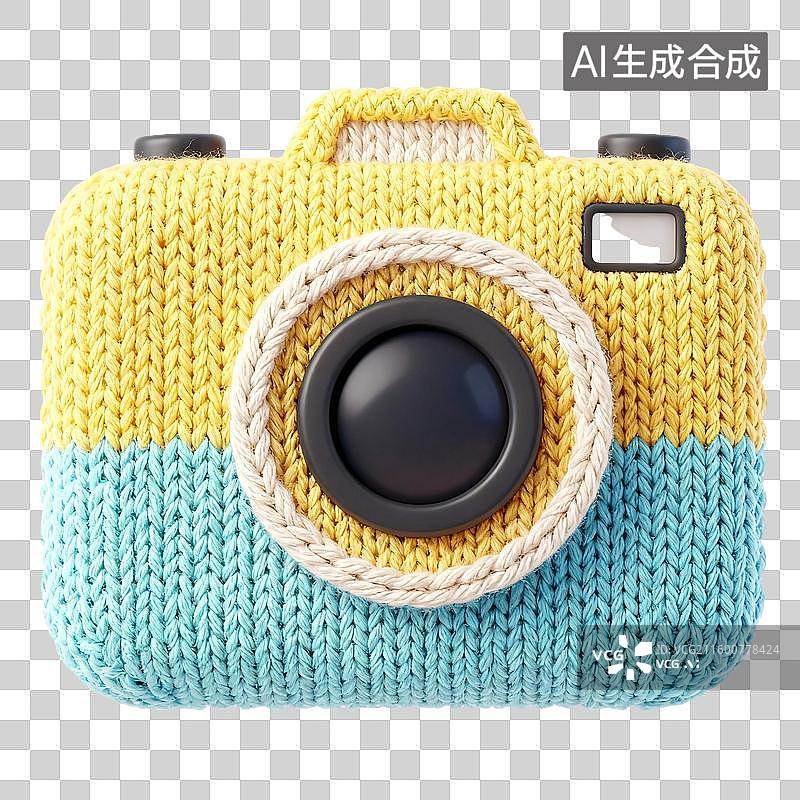 【AI数字艺术】3D卡通毛线针织风相机元素图片素材