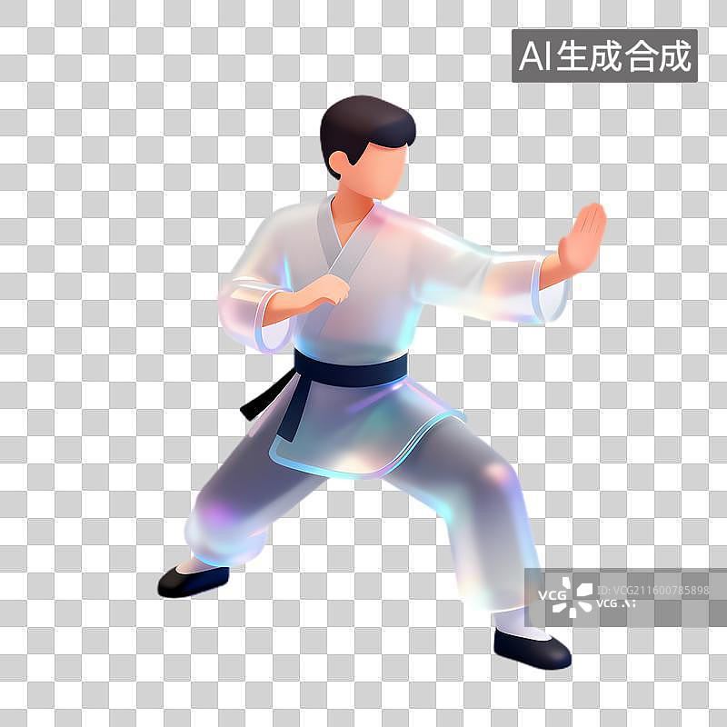 【AI数字艺术】男性武术家展示空手道姿势图片素材