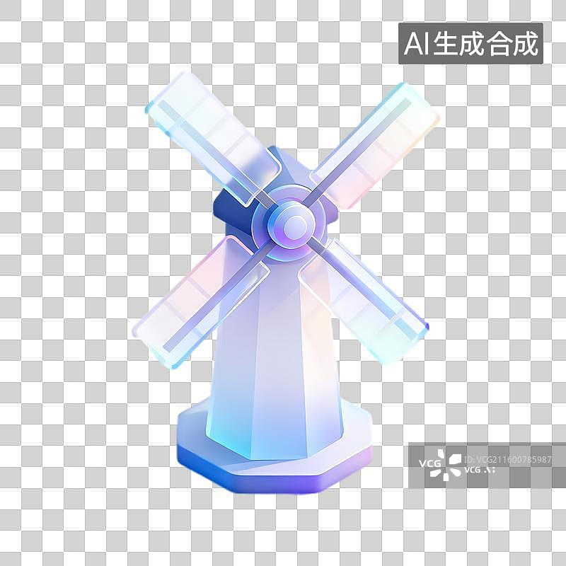【AI数字艺术】色彩斑斓半透明几何风车图片素材