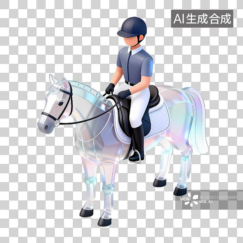 【AI数字艺术】骑师骑乘马匹的3D插画图片素材