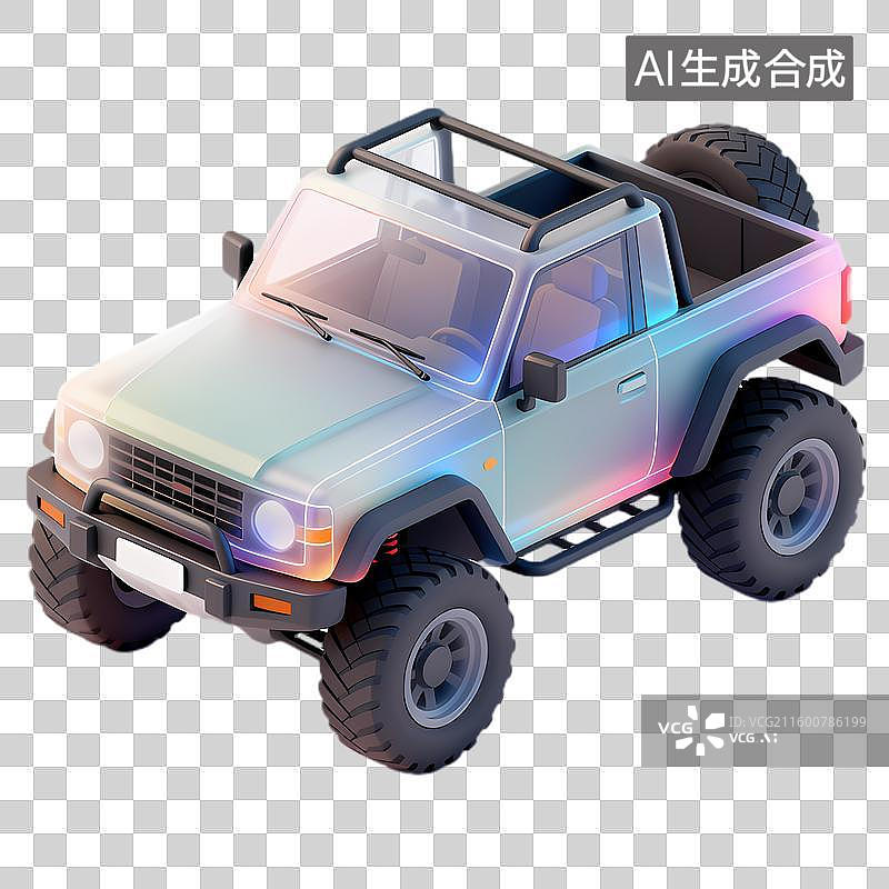 【AI数字艺术】彩色等距越野汽车插画图片素材