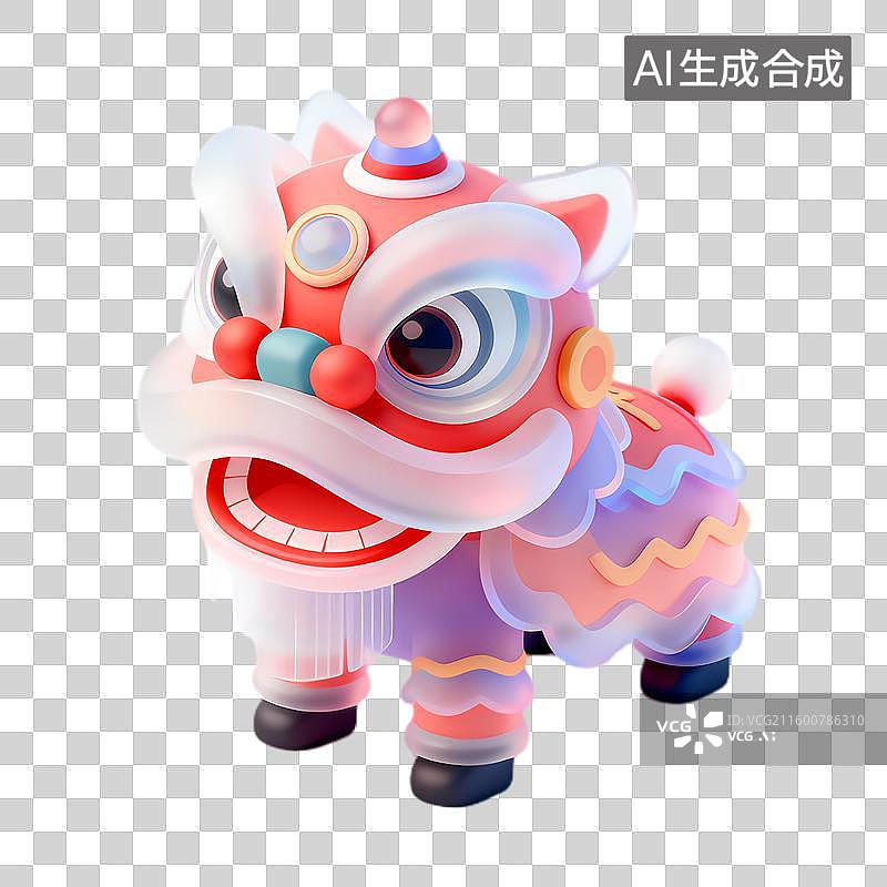 【AI数字艺术】色彩鲜艳可爱的舞狮形象图片素材