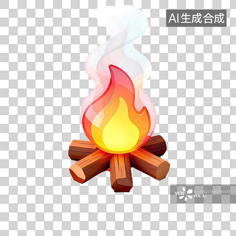 【AI数字艺术】燃烧的户外营火场景图片素材