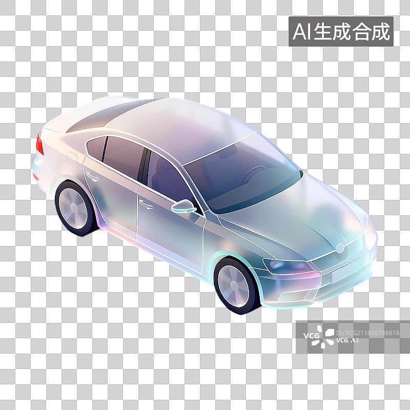 【AI数字艺术】透明全息效果汽车模型图片素材
