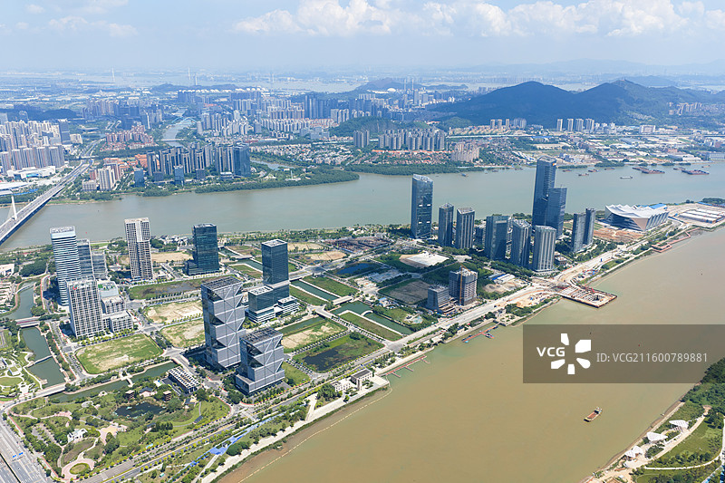 广州市南沙区明珠湾灵山岛尖CBD城市风光图片素材