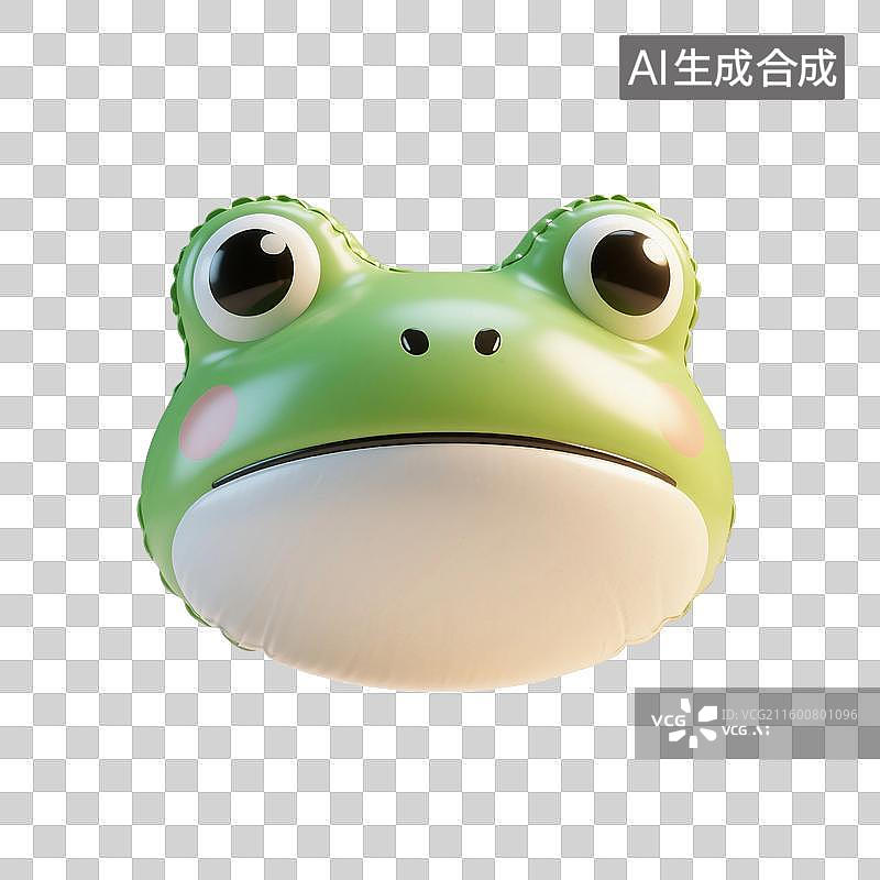 【AI数字艺术】3D渲染卡通动物，充气膨胀风格，气球，青蛙，小青蛙，夏天，免抠元素图片素材