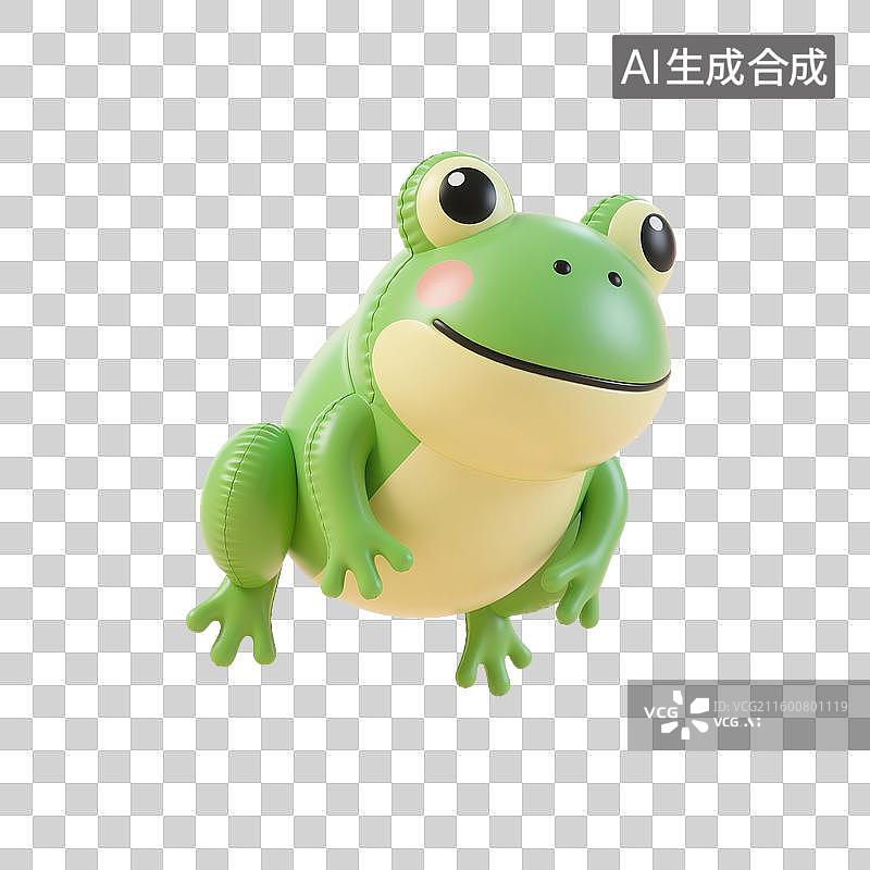 【AI数字艺术】3D渲染卡通动物，充气膨胀风格，气球，青蛙，小青蛙，夏天，免抠元素图片素材