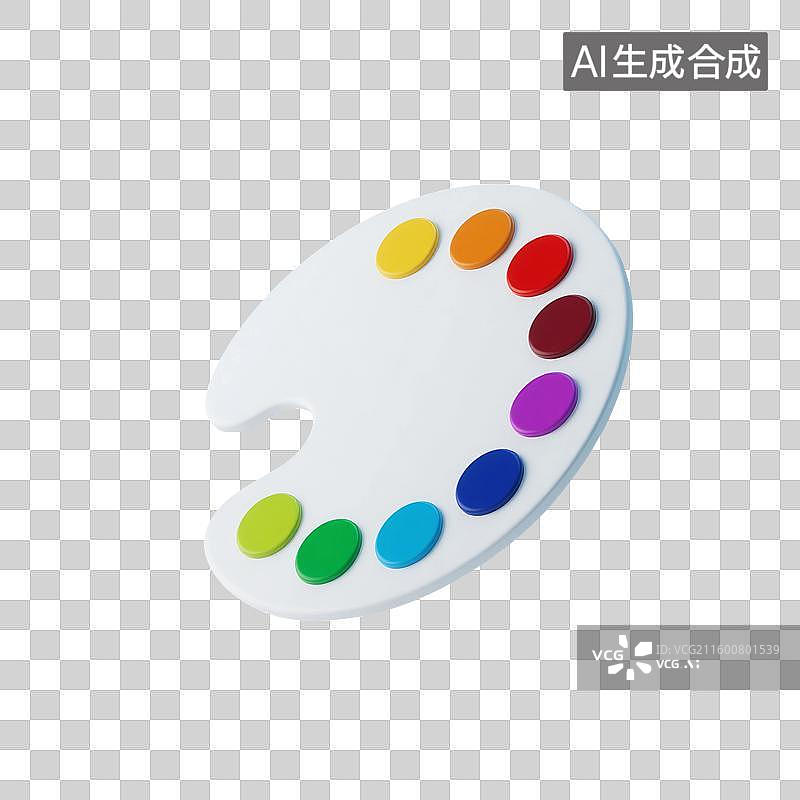 【AI数字艺术】3D渲染，调色板，绘画工具，文具，办公用品，图形图标，免抠元素图片素材