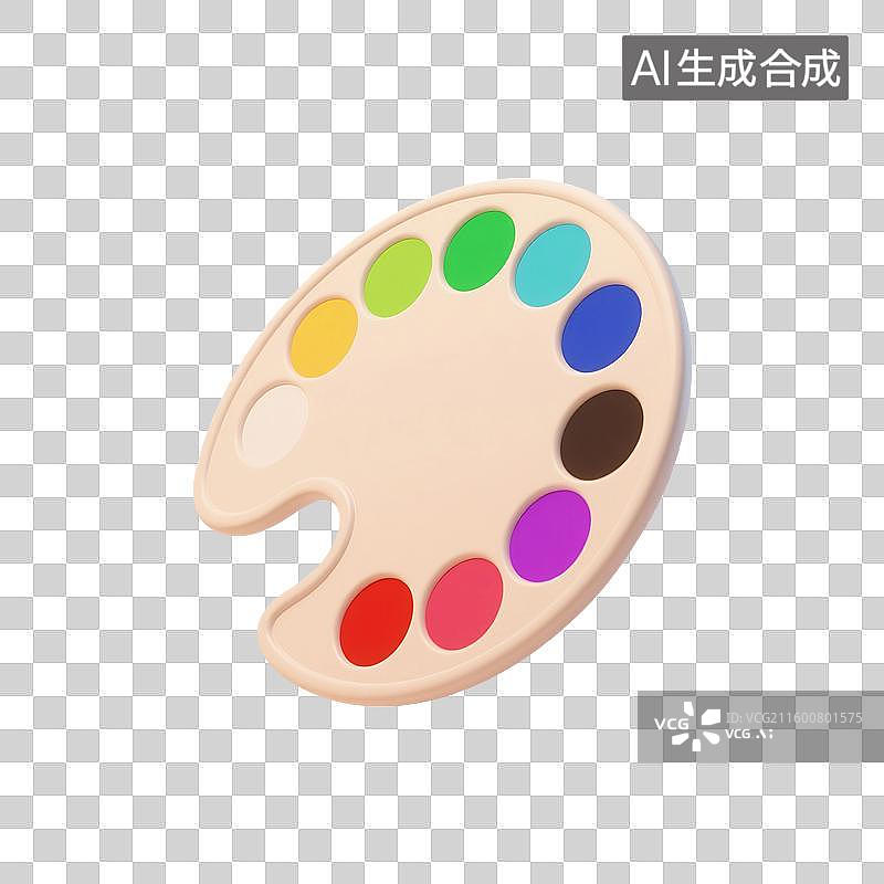 【AI数字艺术】3D渲染，调色板，绘画工具，文具，办公用品，图形图标，免抠元素图片素材