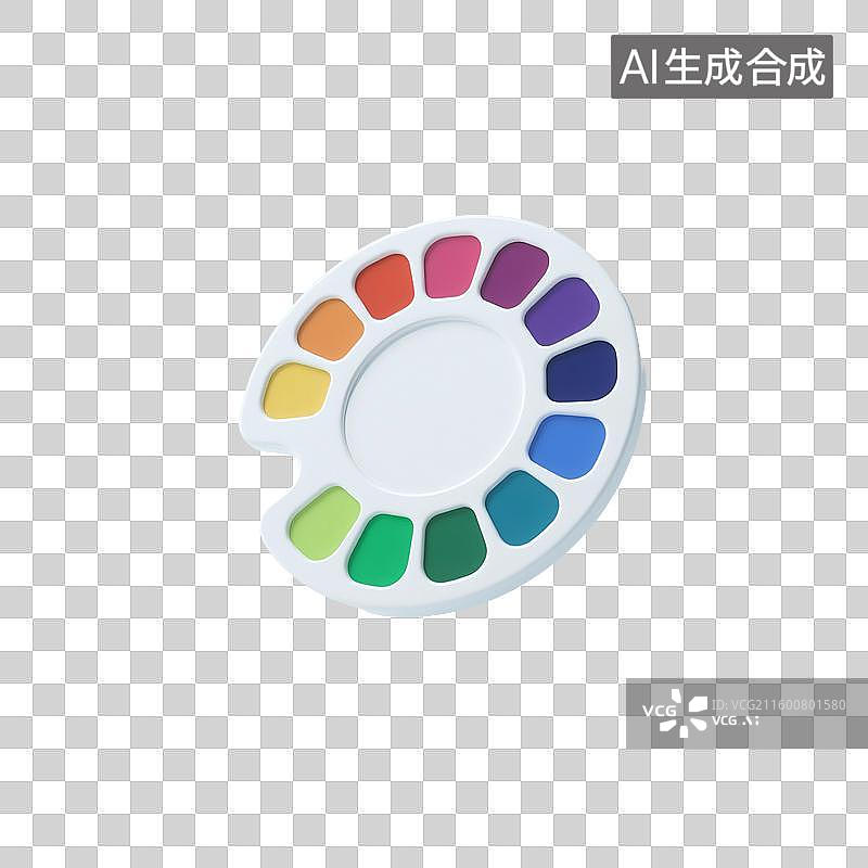 【AI数字艺术】3D渲染，调色板，绘画工具，文具，办公用品，图形图标，免抠元素图片素材