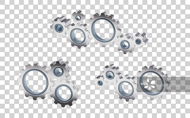 白色金属机械齿轮结构三维渲染图片素材