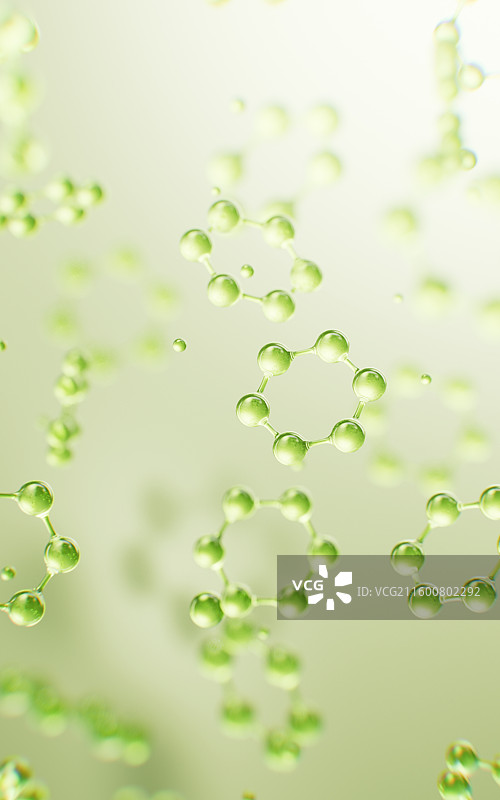 绿色透明护肤品分子三维渲染图片素材