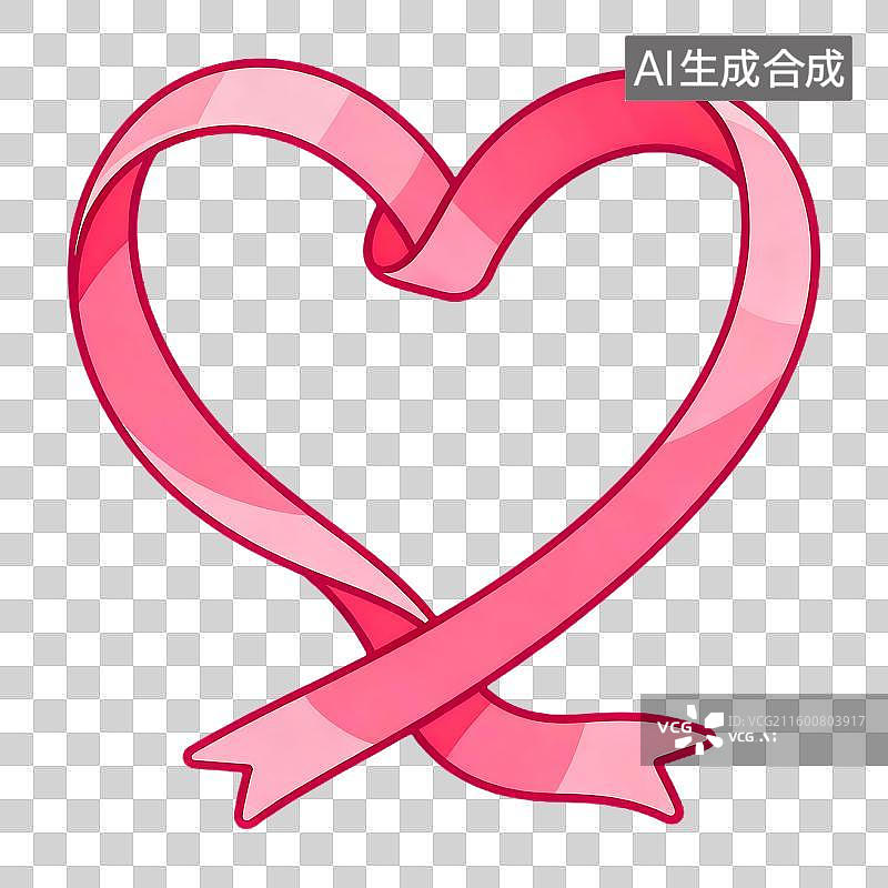 【AI数字艺术】粉色心形丝带代表关爱图片素材
