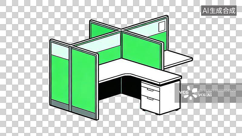 【AI数字艺术】2D线描办公桌隔断元素图片素材