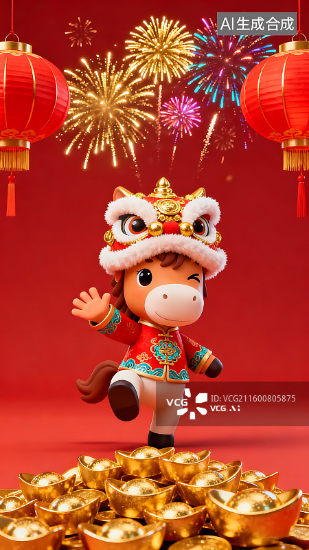 【AI数字艺术】国风2026年马年春节元旦海报背景图片素材