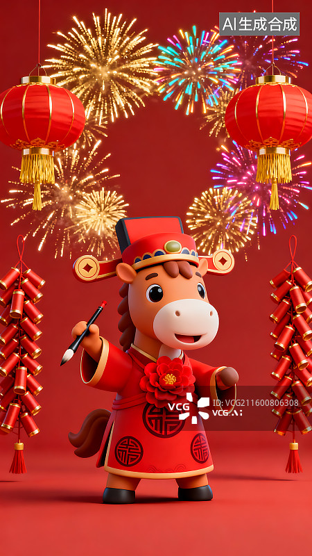 【AI数字艺术】国风2026年马年春节元旦海报背景图片素材