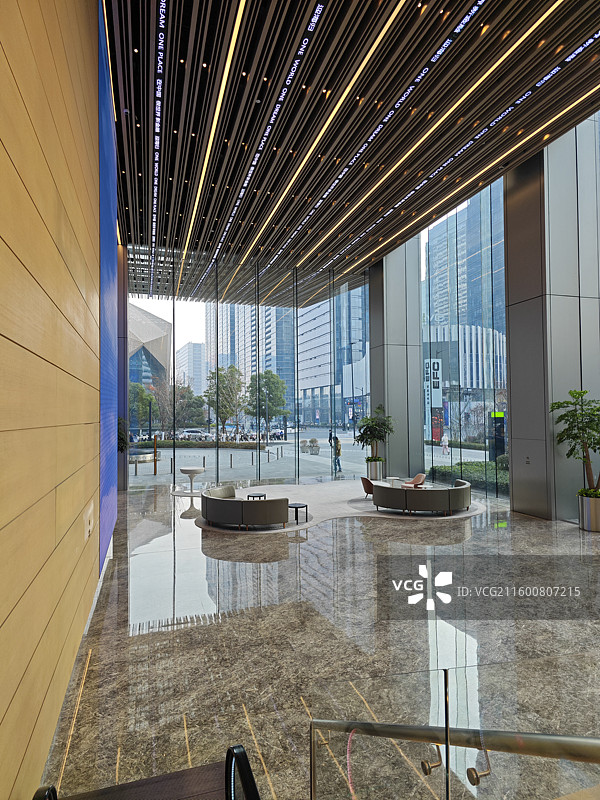 超高层办公酒店  大堂前台室内豪华装修休闲交流共享空间图片素材