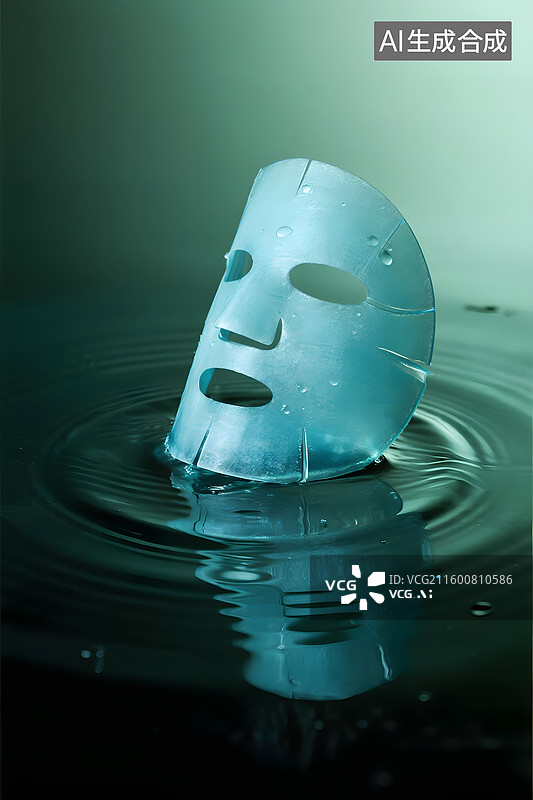 【AI数字艺术】面膜直立在水面上图片素材