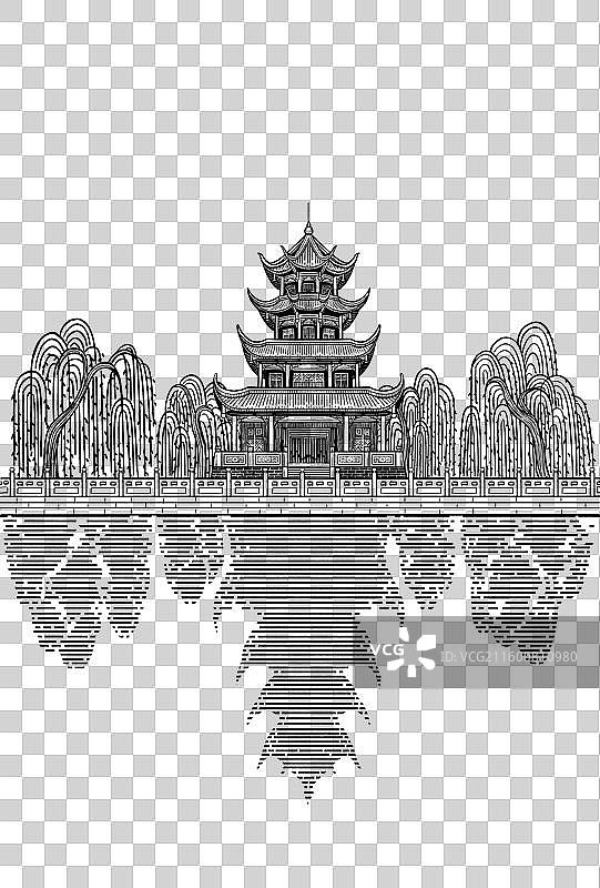 成都望江楼插画图片素材