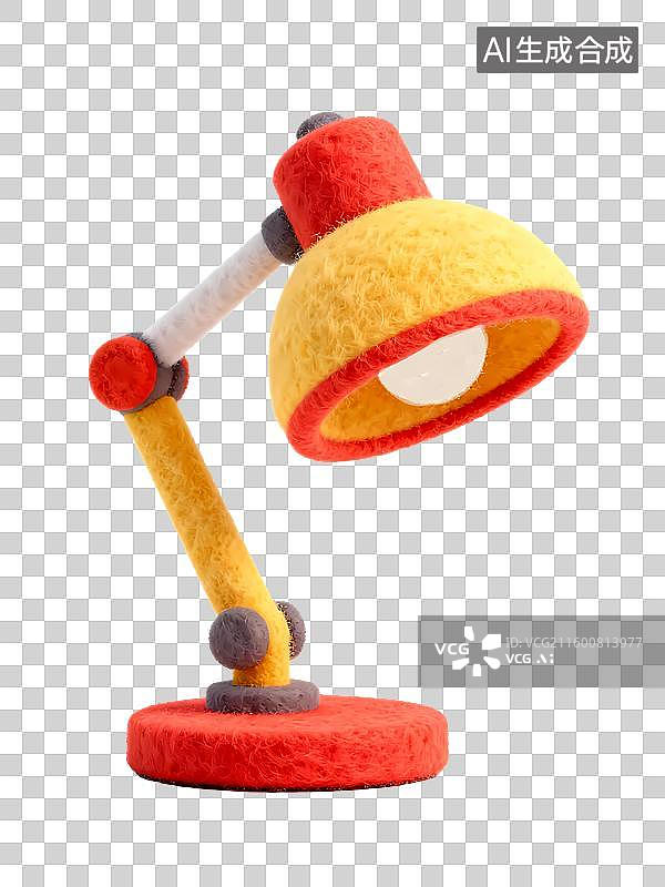 【AI数字艺术】台灯毛毡效果质感办公元素图片素材