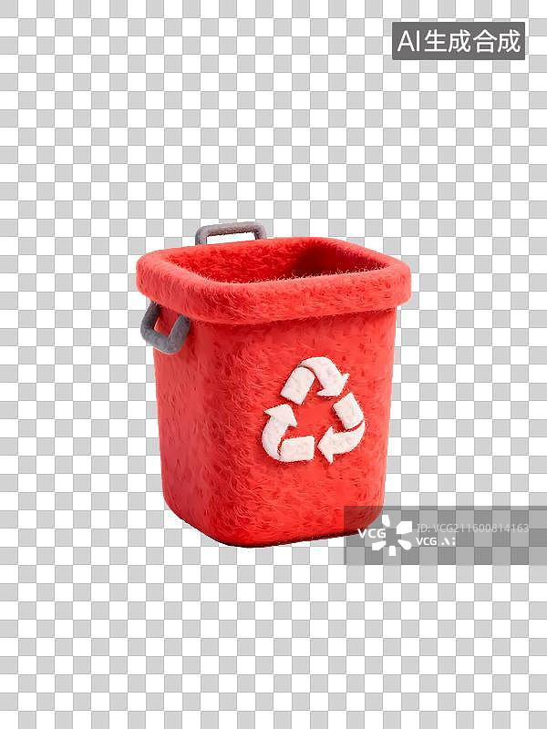 【AI数字艺术】垃圾桶毛毡效果质感办公元素图片素材