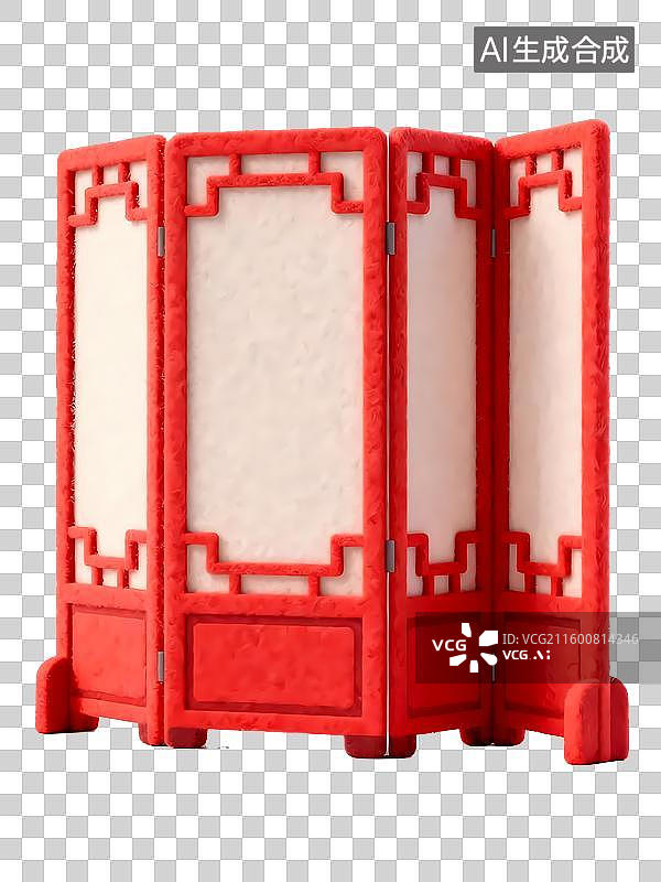 【AI数字艺术】中式屏风毛毡效果质感办公元素图片素材