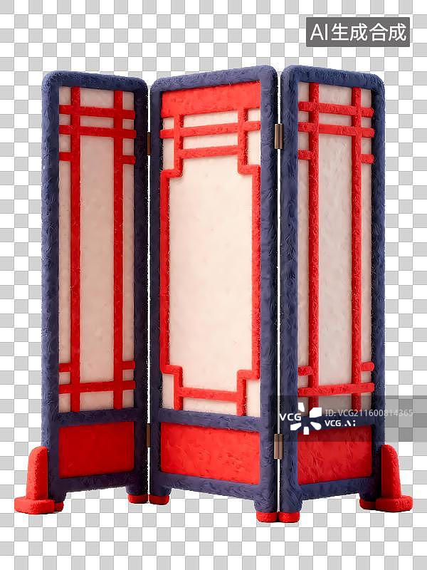 【AI数字艺术】中式屏风毛毡效果质感办公元素图片素材