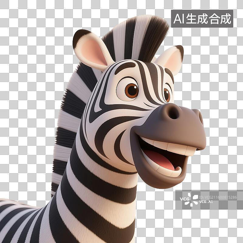【AI数字艺术】3D渲染，卡通斑马，一只斑马，免抠元素图片素材
